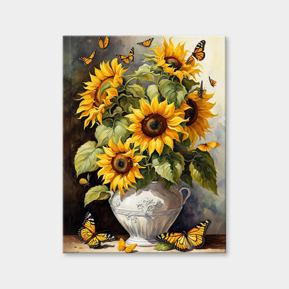 Sunflowers and Monarch Butterflies | Diamond Painting