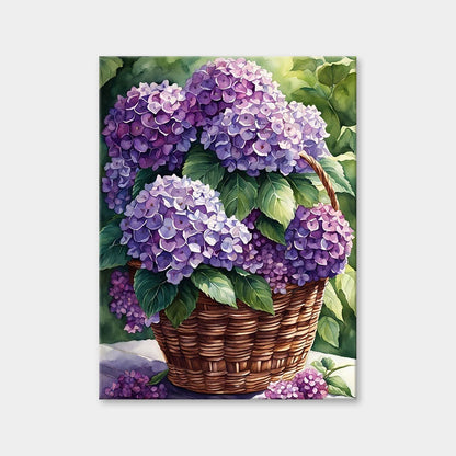 Basket of Purple Hydrangeas | Diamond Painting