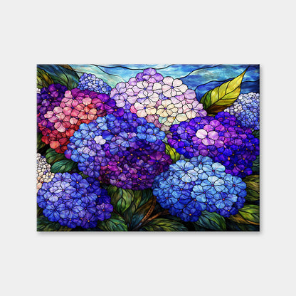 Stained Glass Hydrangea Cluster | Diamond Painting