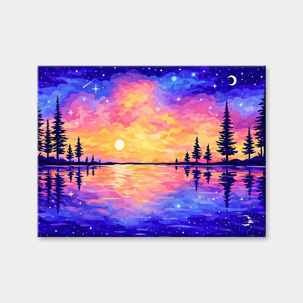 Mosaic Sunset Lake| Diamond Painting