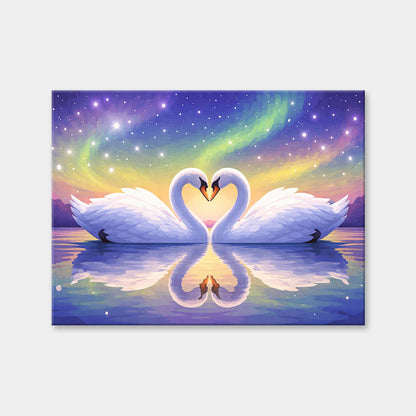 Impressionist Aurora Swans | Diamond Painting