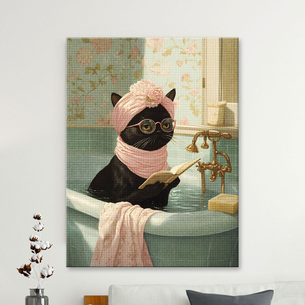 Cat Chill in bath | Diamond Painting