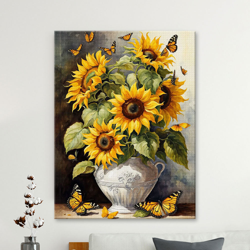 Sunflowers and Monarch Butterflies | Diamond Painting