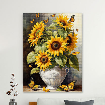 Sunflowers and Monarch Butterflies | Diamond Painting