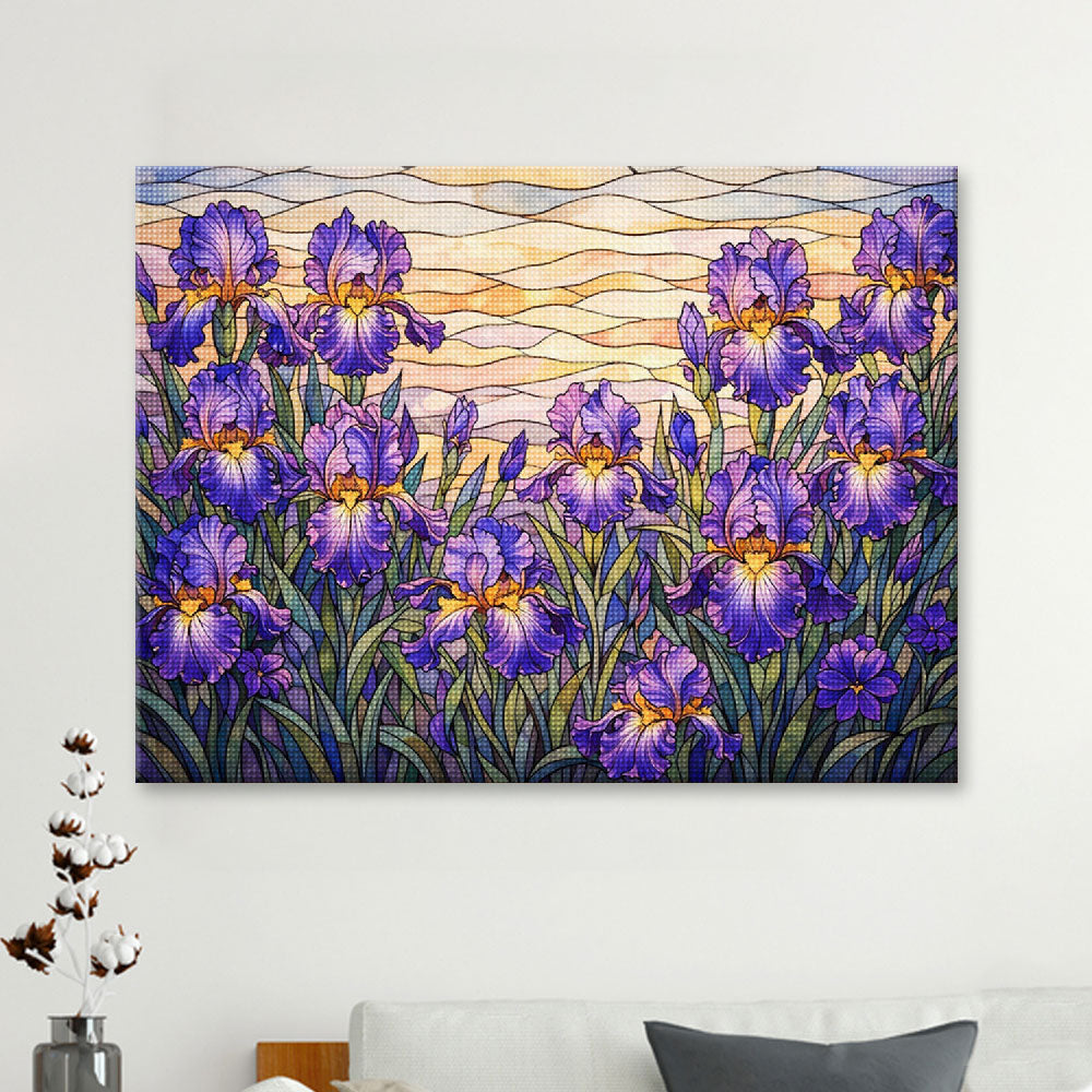 Stained Glass Iris Garden | Diamond Painting