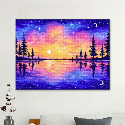 Mosaic Sunset Lake| Diamond Painting