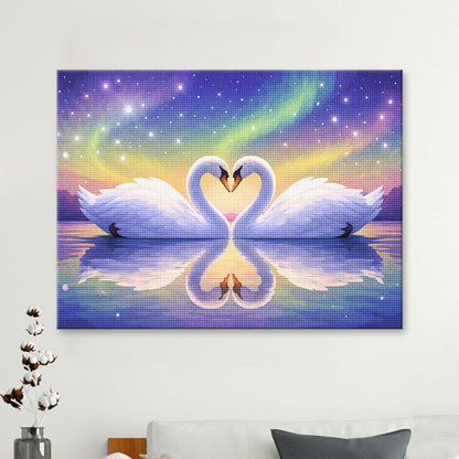 Impressionist Aurora Swans | Diamond Painting