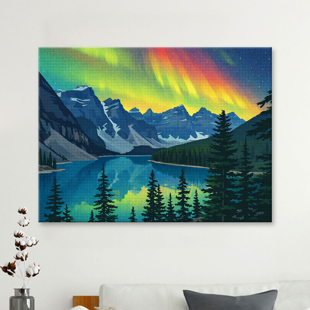 Aurora Mountain Lake | Diamond Painting
