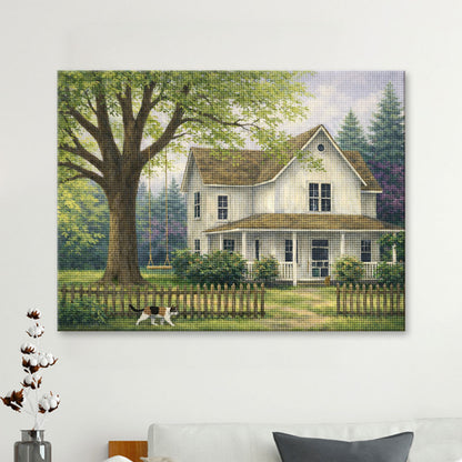 Farmhouse & Calico Cat | Diamond Painting
