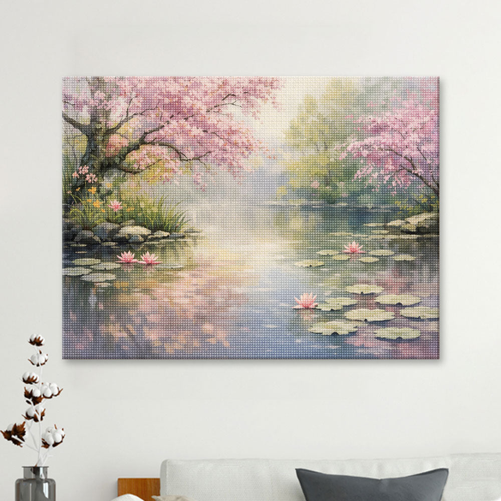 Cherry Blossom Pond | Diamond Painting