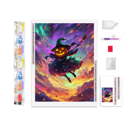 Pumpkin Witch Diamond Painting