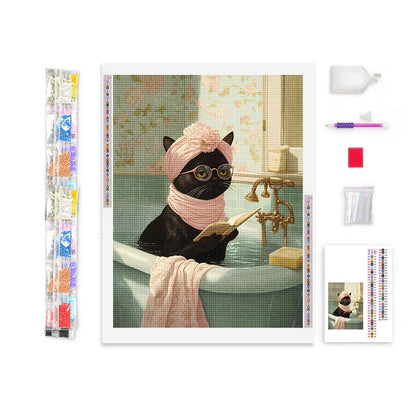 Cat Chill in bath | Diamond Painting