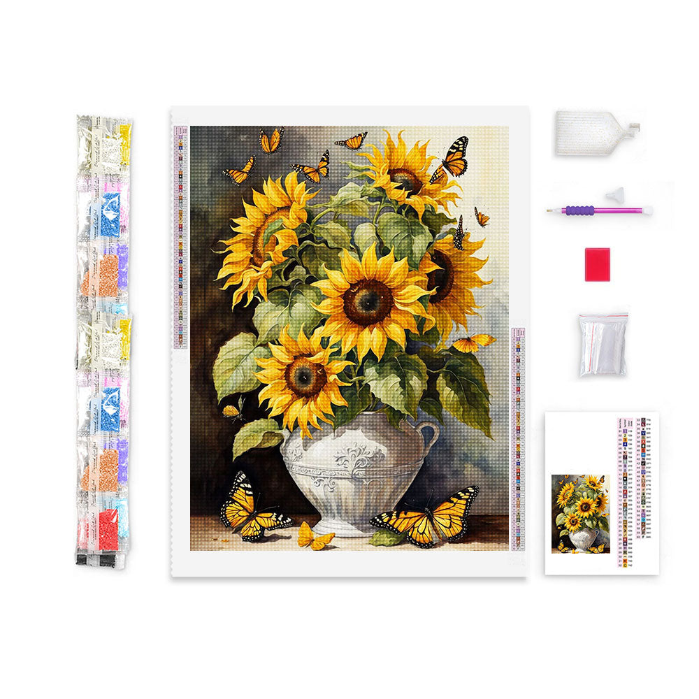 Sunflowers and Monarch Butterflies | Diamond Painting