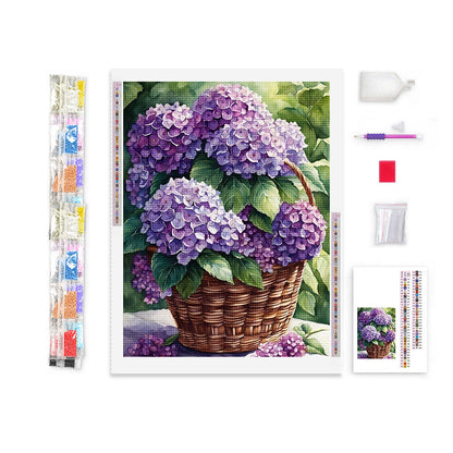 Basket of Purple Hydrangeas | Diamond Painting