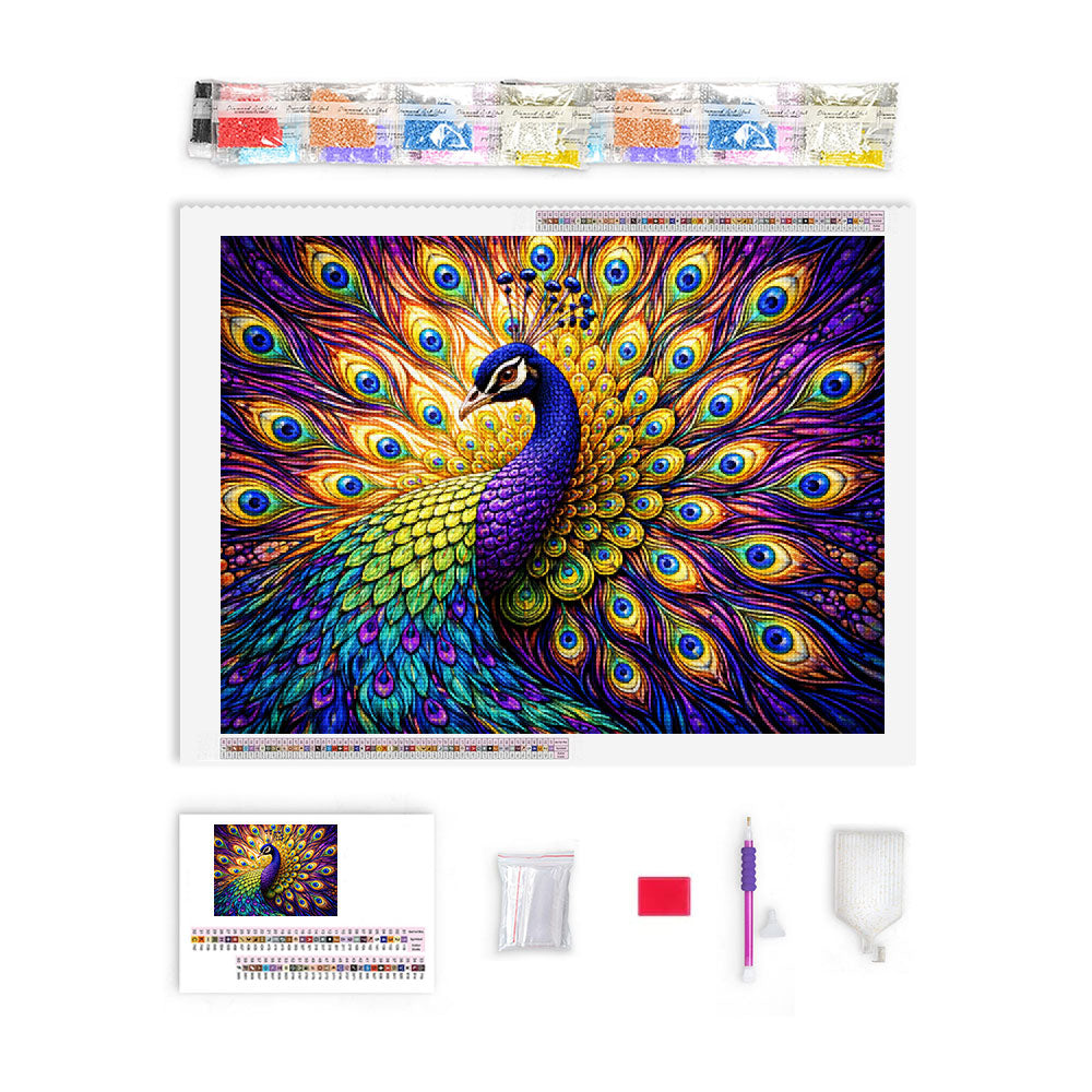 Vibrant Psychedelic Peacock | Diamond Painting
