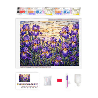 Stained Glass Iris Garden | Diamond Painting