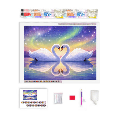 Impressionist Aurora Swans | Diamond Painting