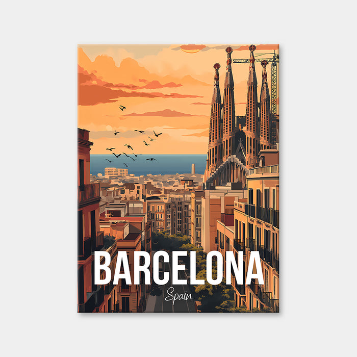 Diamantmalerei mit Stadtbild von Barcelona, Spanien
