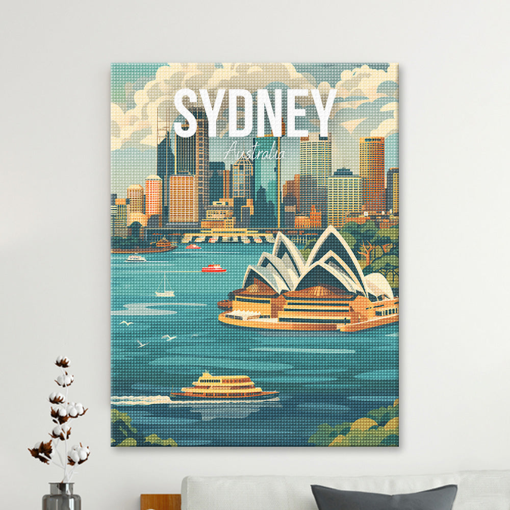 Haeran River 5D Pittura A Diamanti Fai Da Te - Opera House Di Sydney Di Notte, 40x50 Cm, Kit Completo Con Tela E Strass, Decorazione Parete