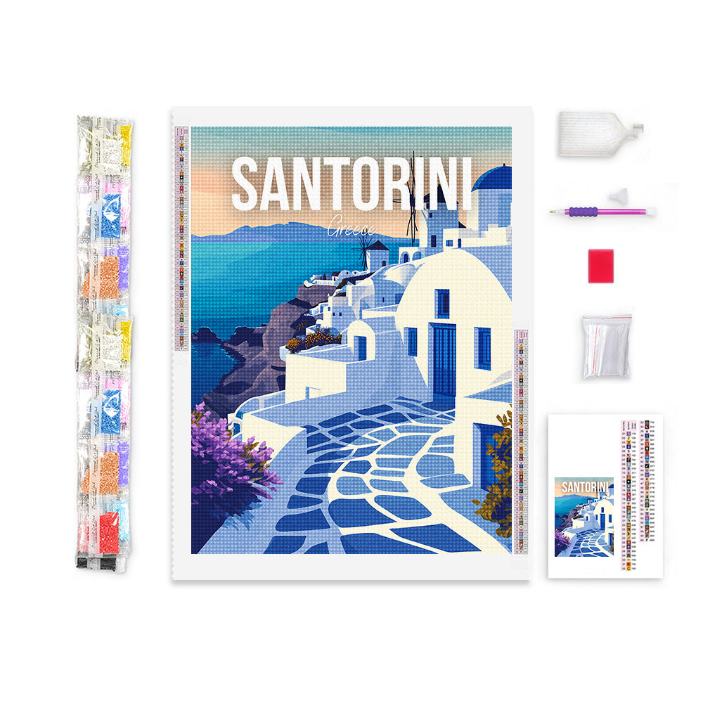 Santorini Greece Cityscape Diamond Painting