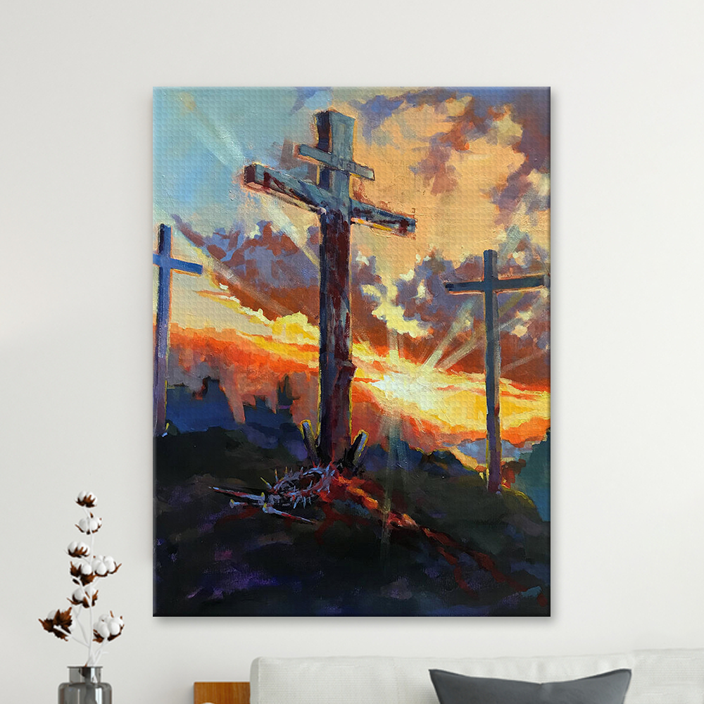 Three Crosses In Sunset Diamond Painting