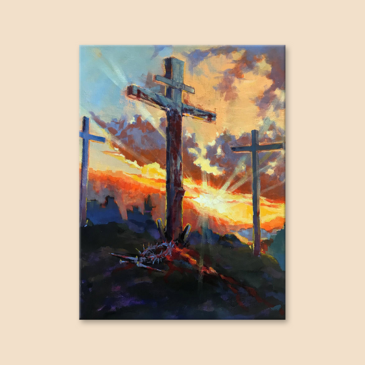 Three Crosses In Sunset Diamond Painting