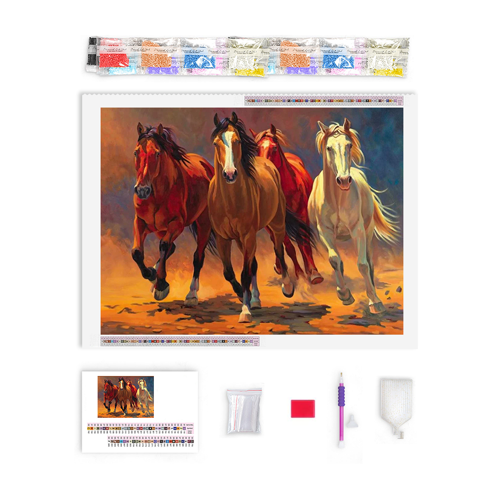 Wild Running Horses Diamond Painting