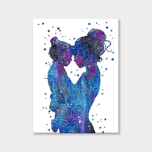 Mother & Daughter Colorful Silhouette Diamond Painting