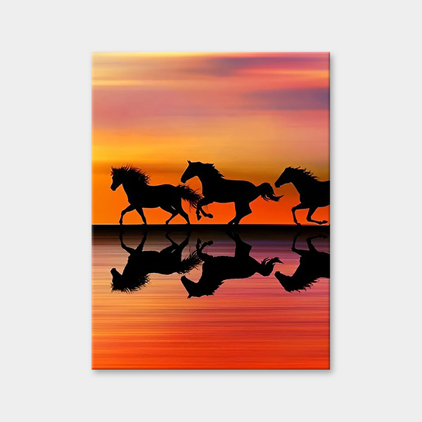Pferde Silhouette im Sonnenuntergang Diamantmalerei
