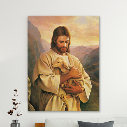 Lamb In Jesus Arm Diamond Painting