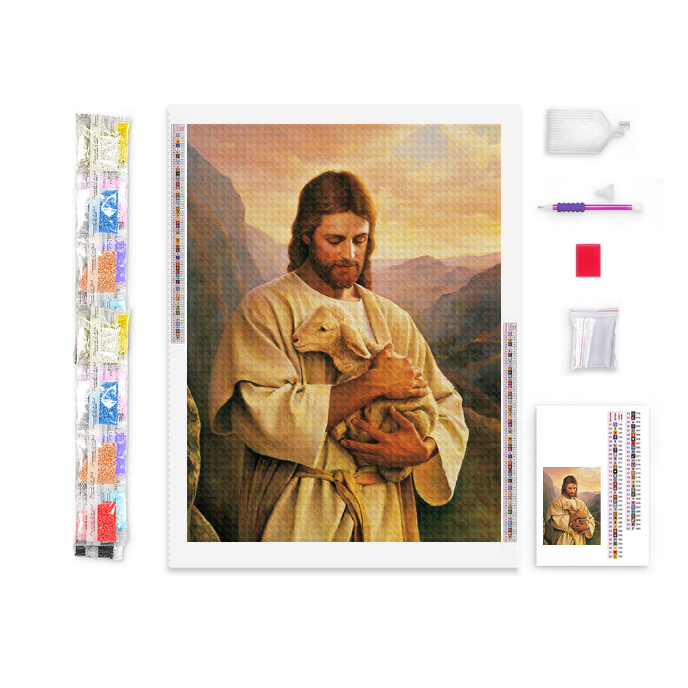 Lamb In Jesus Arm Diamond Painting