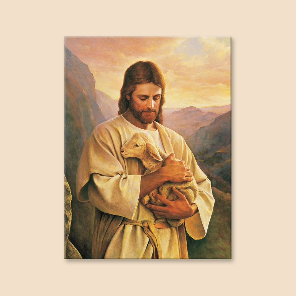 Lamb In Jesus Arm Diamond Painting