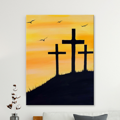 Three Crosses On Hill Diamond Painting