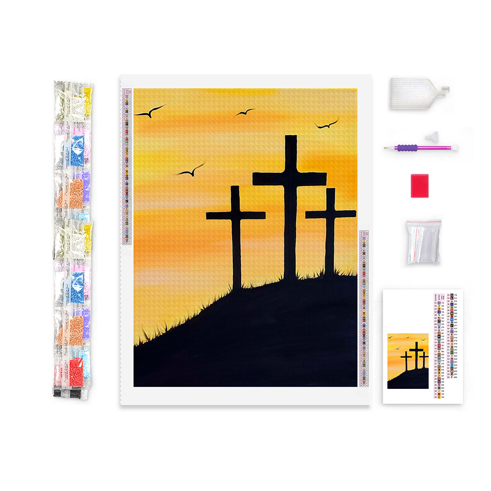 Three Crosses On Hill Diamond Painting