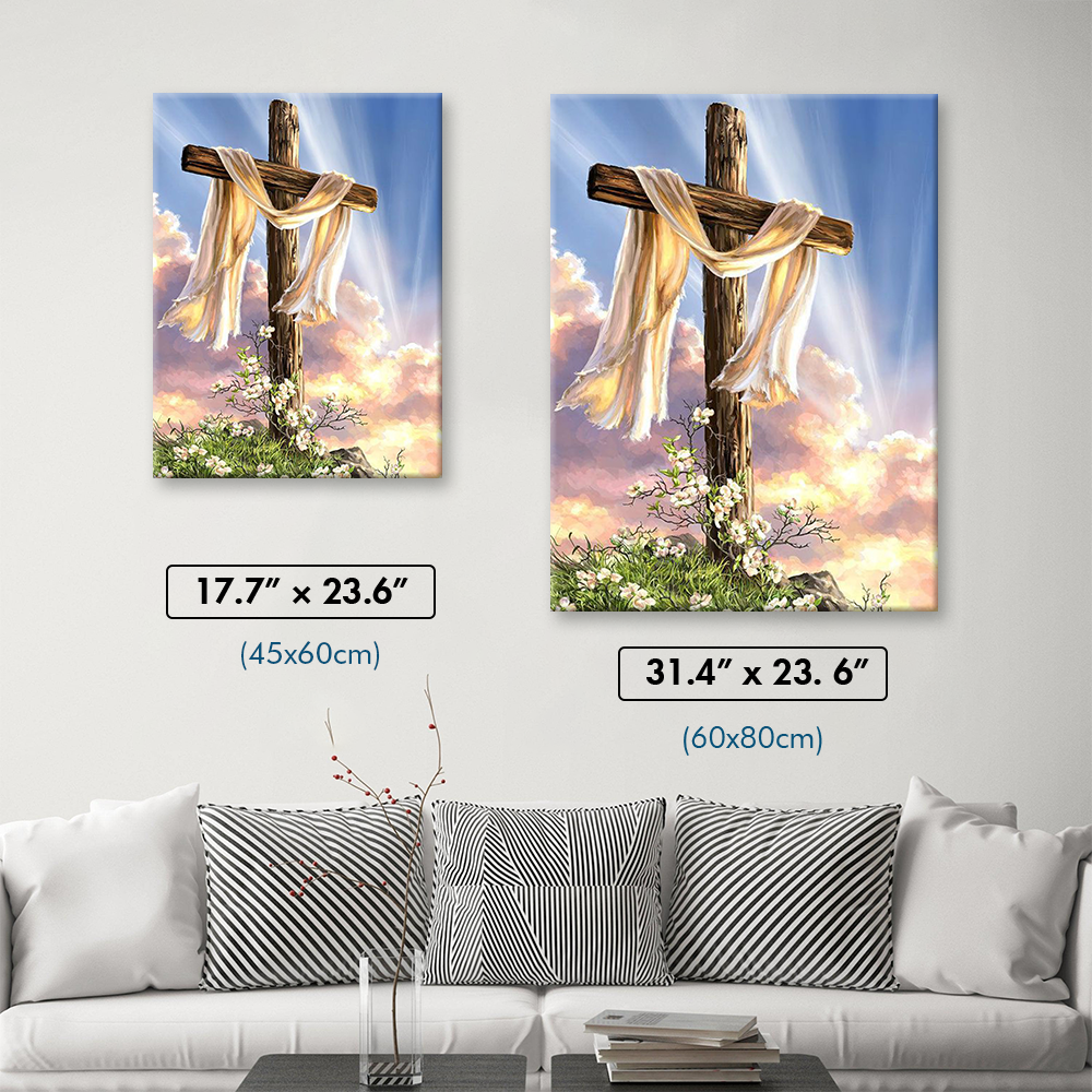 Wooden Cross On Flower Hill Diamond Painting