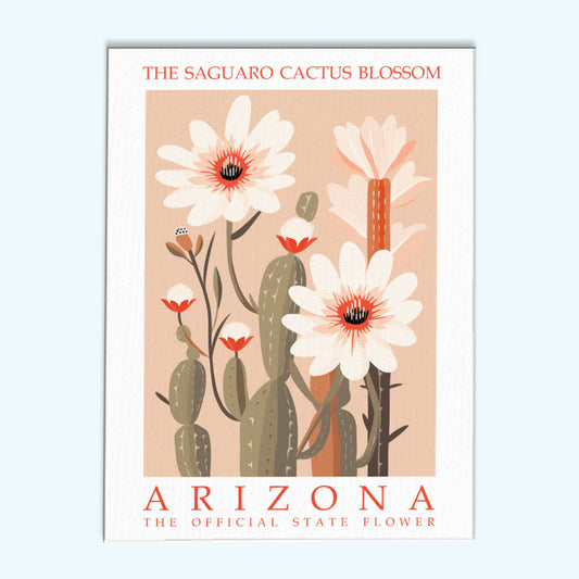 Arizona State Flower - Saguaro Cactus Blossom | Paint by Numbers Kit