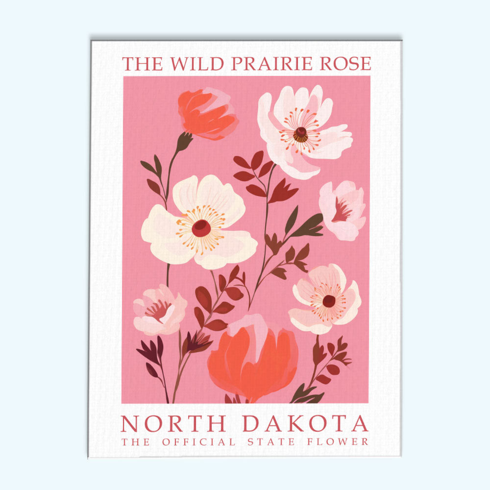 North Dakota State Flower - Wild Prairie Rose | Paint by Numbers Kit