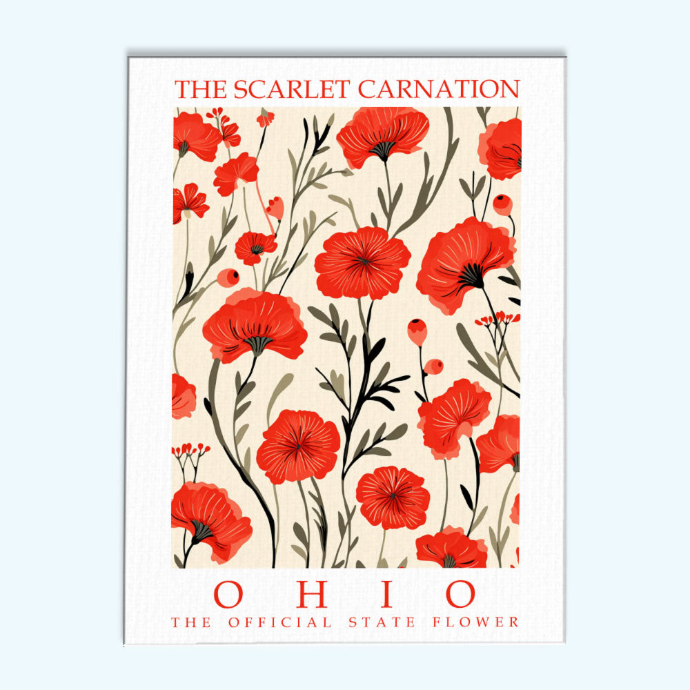 Ohio State Flower - Scarlet Carnation | Paint by Numbers Kit