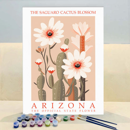 Arizona State Flower - Saguaro Cactus Blossom | Paint by Numbers Kit