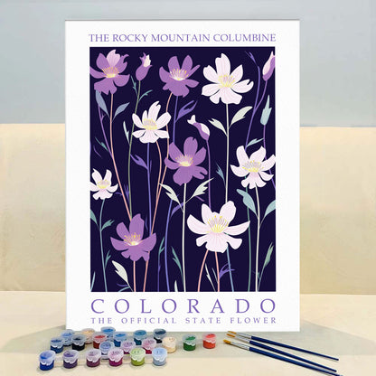 Colorado State Flower - Rocky Mountain Columbine | Paint by Numbers Kit