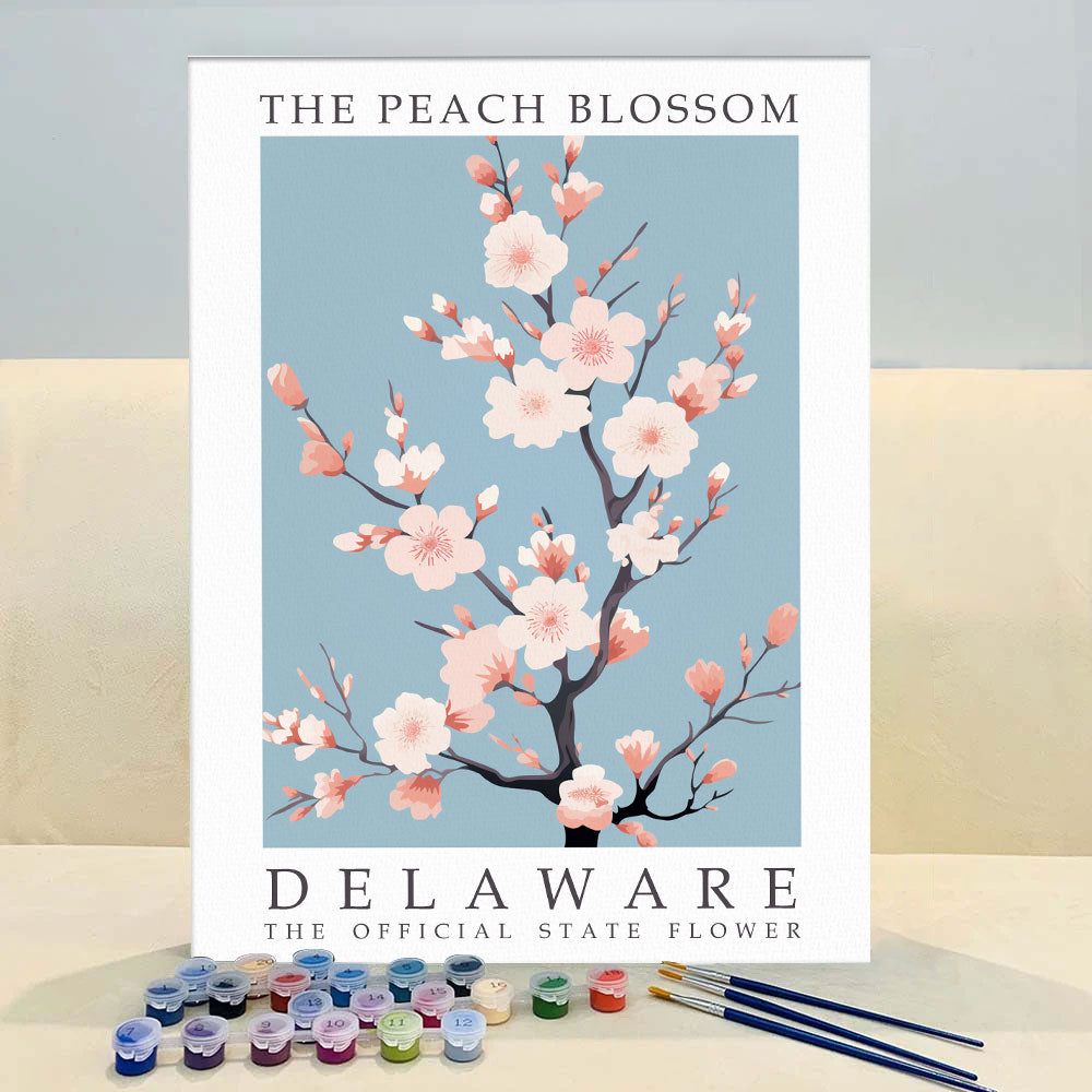 Delaware State Flower - Peach Blossom | Paint by Numbers Kit