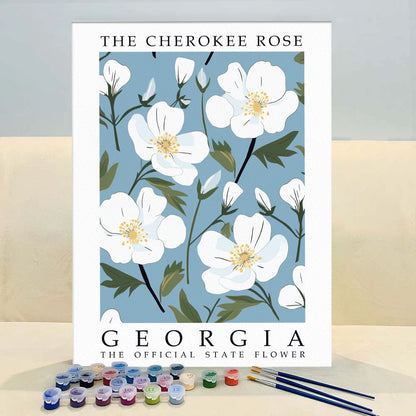 Georgia State Flower - Cherokee Rose | Paint by Numbers Kit