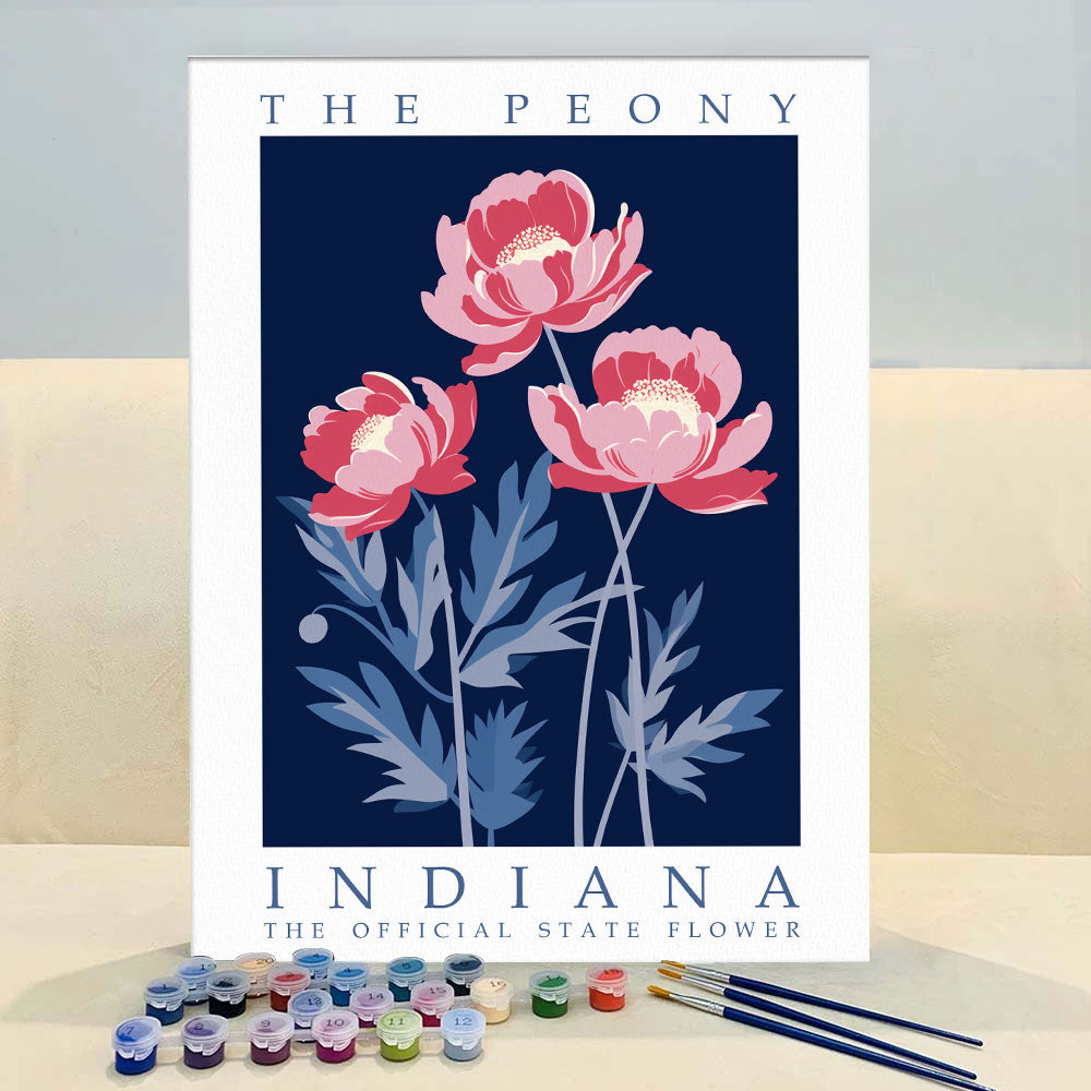 Indiana State Flower - Peony | Paint by Numbers Kit