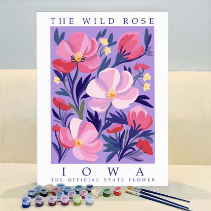 Iowa State Flower - Wild Rose | Paint by Numbers Kit