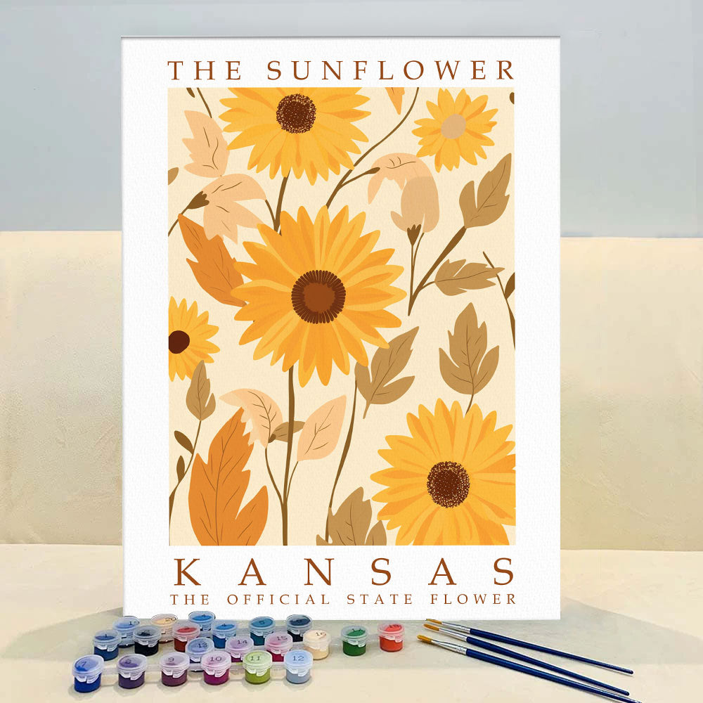 Kansas State Flower - Sunflower | Paint by Numbers Kit