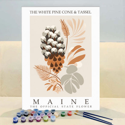 Maine State Flower - White Pine Cone and Tassel | Paint by Numbers Kit