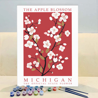 Michigan State Flower - Apple Blossom | Paint by Numbers Kit