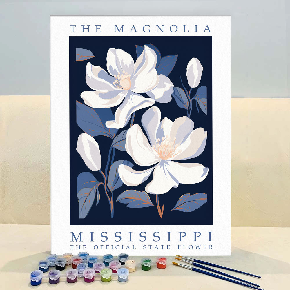 Mississippi State Flower - Magnolia | Paint by Numbers Kit