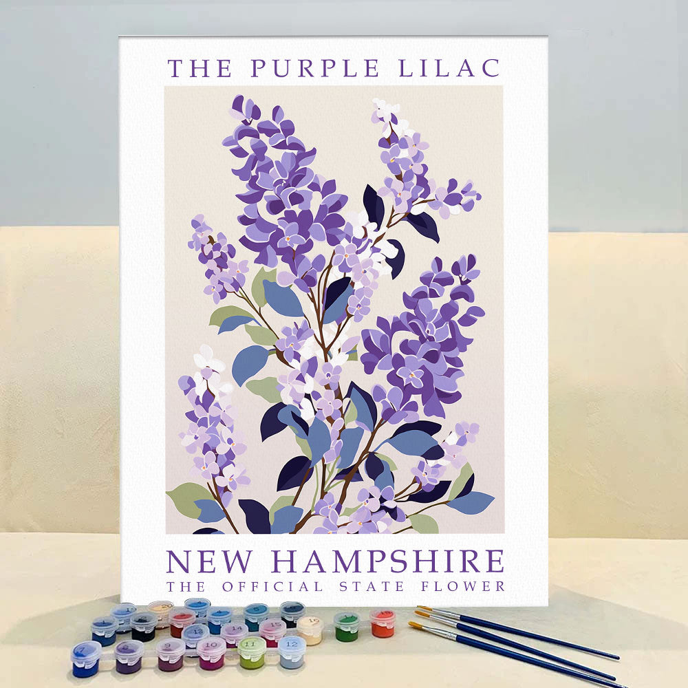 New Hampshire State Flower - Purple Lilac | Paint by Numbers Kit