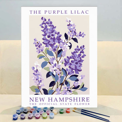 New Hampshire State Flower - Purple Lilac | Paint by Numbers Kit